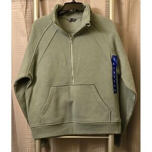 Danskin Mixed Rib Half‎ Zip Jacket Women's Large Tidewater Teal Pullover